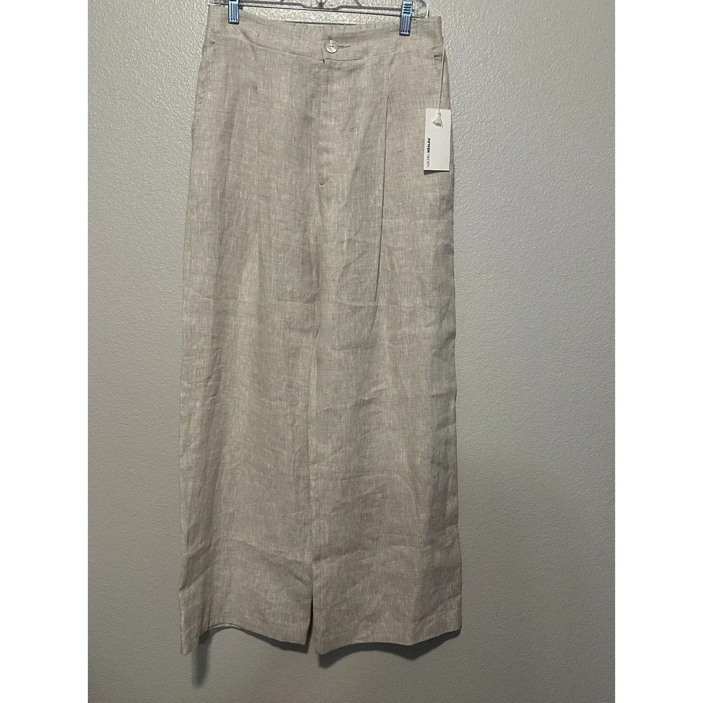 FIFTEEN TWENTY Women's Linen High‎ Rise Wide Leg Pants Size M Oatmeal NWT $234